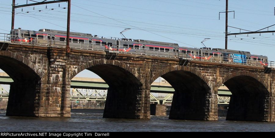 Silverliner V's cross the Delaware River